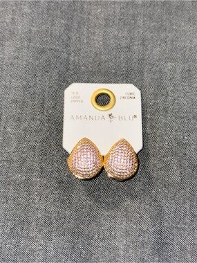 18k Gold Dipped Pink Pavé Teardrop Stud Earrings